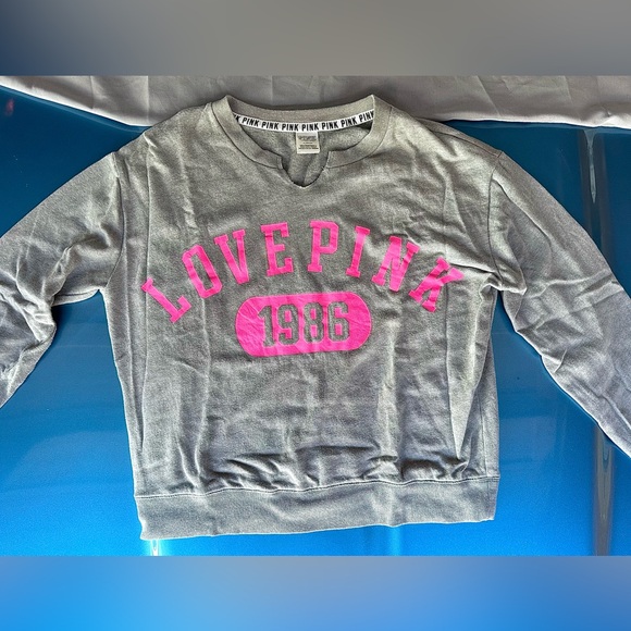 Duo Outerwear Combo:PINK brand Crewneck sweatshirt and Burgundy Hoodie, Size Med - Picture 10 of 16